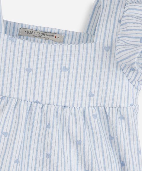 conjunto curto infantil listrado azul