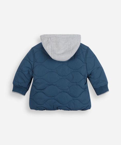 jaqueta puffer infantil com capuz azul