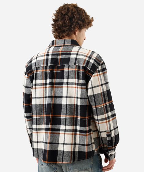 camisa masculina de algodão xadrez preta