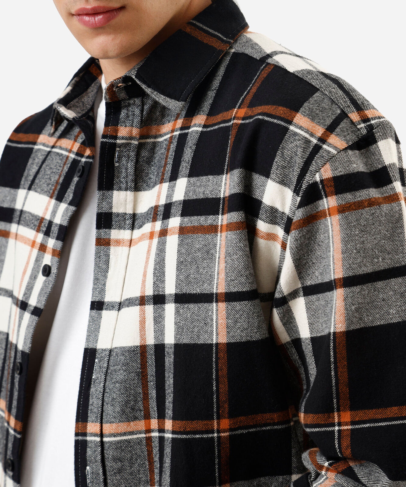 camisa masculina de algodão xadrez preta