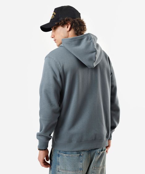 blusão básico masculino de moletom com capuz cinza