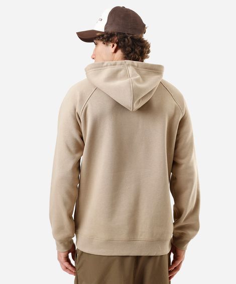 blusão básico masculino de moletom com capuz bege