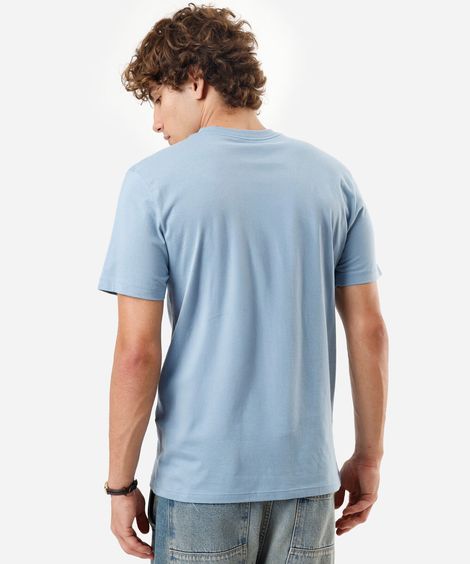 camiseta de algodão básica manga curta azul