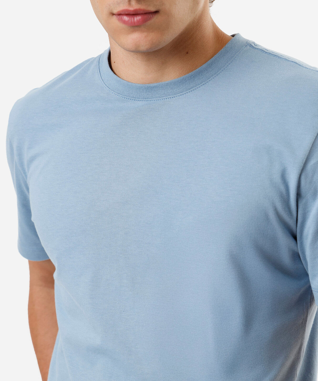 camiseta de algodão básica manga curta azul