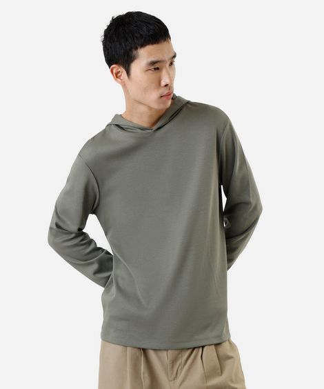 camiseta masculina de algodão peruano básica com capuz verde