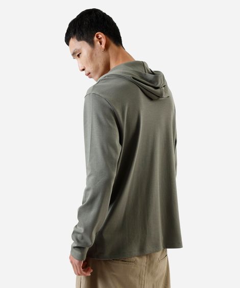 camiseta masculina de algodão peruano básica com capuz verde