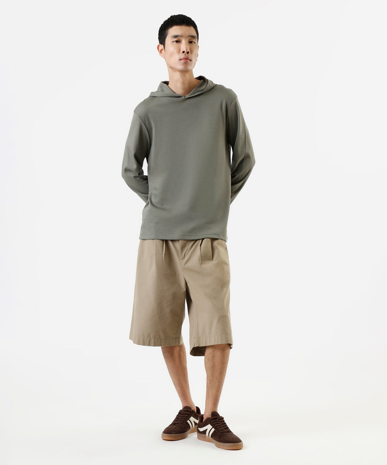 camiseta masculina de algodão peruano básica com capuz verde