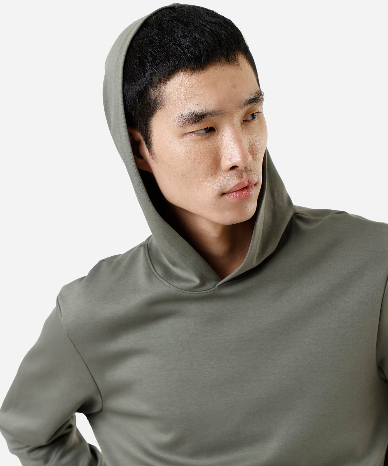 camiseta masculina de algodão peruano básica com capuz verde