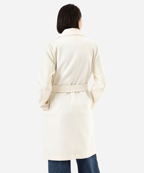 casaco trench coat feminino com faixa texturizado bege