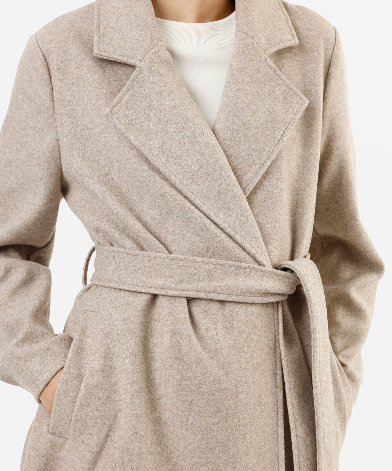 casaco trench coat feminino com faixa texturizado bege