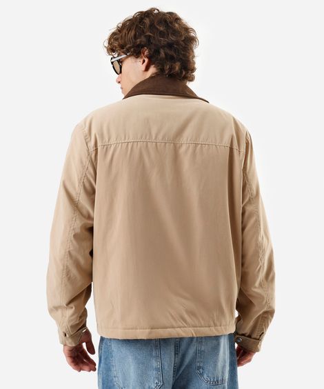 jaqueta masculina com gola cotelê bege