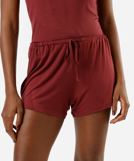 short de pijama avulso feminino de viscose vinho