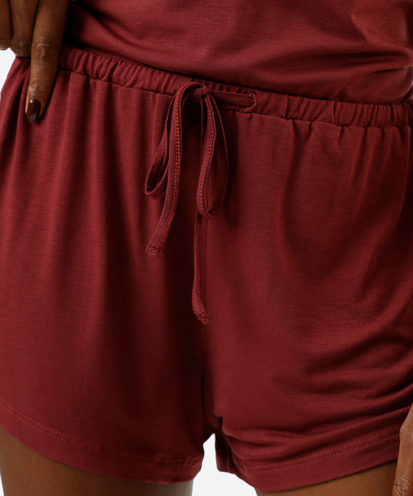 short de pijama avulso feminino de viscose vinho
