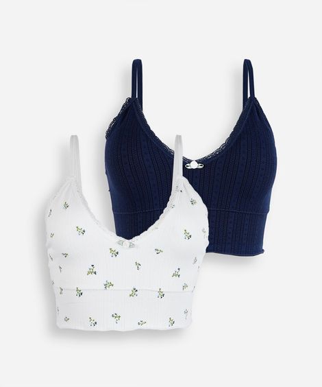 kit de 2 sutiãs top feminino com bojo removível colorido