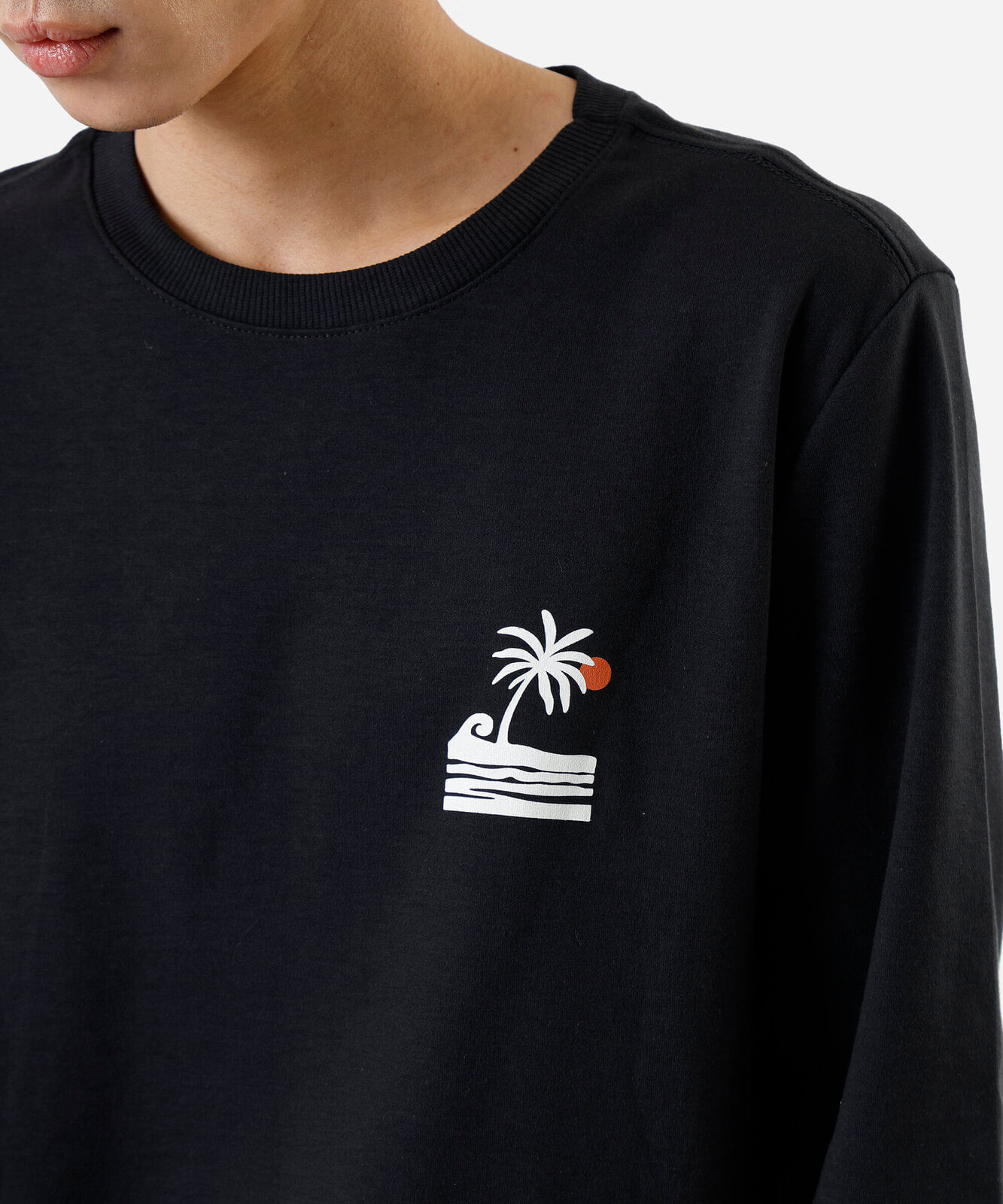 camiseta masculina com algodão manga longa estampada preta