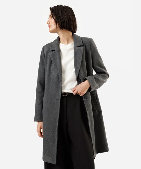 casaco sobretudo feminino texturizado cinza