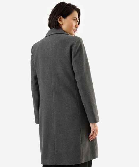 casaco sobretudo feminino texturizado cinza