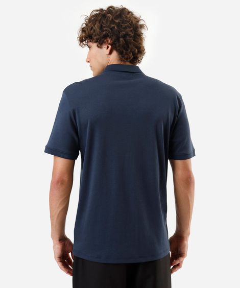 polo masculina de algodão peruano manga curta azul