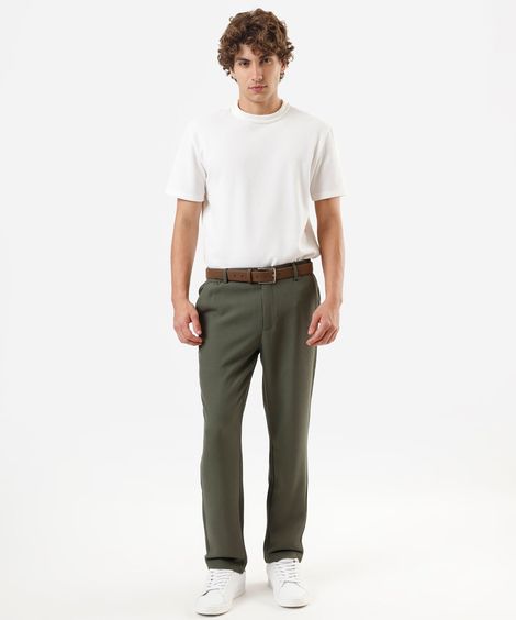 calça slim masculina texturizada cós elástico verde