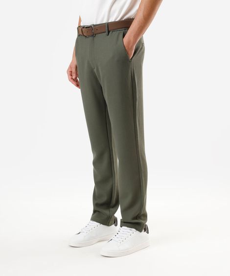 calça slim masculina texturizada cós elástico verde