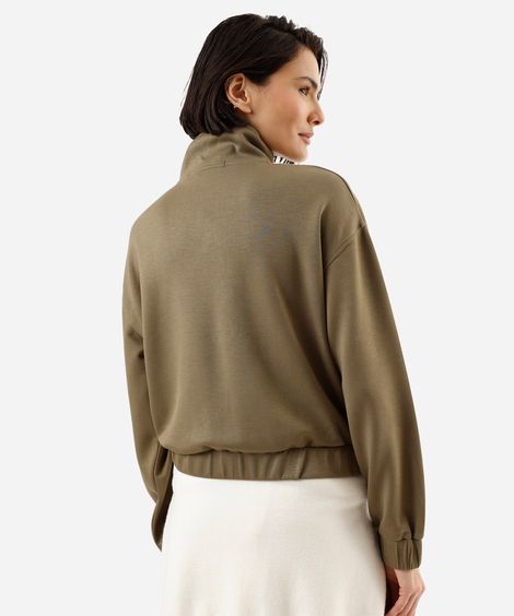 jaqueta feminina com viscose gola alta verde