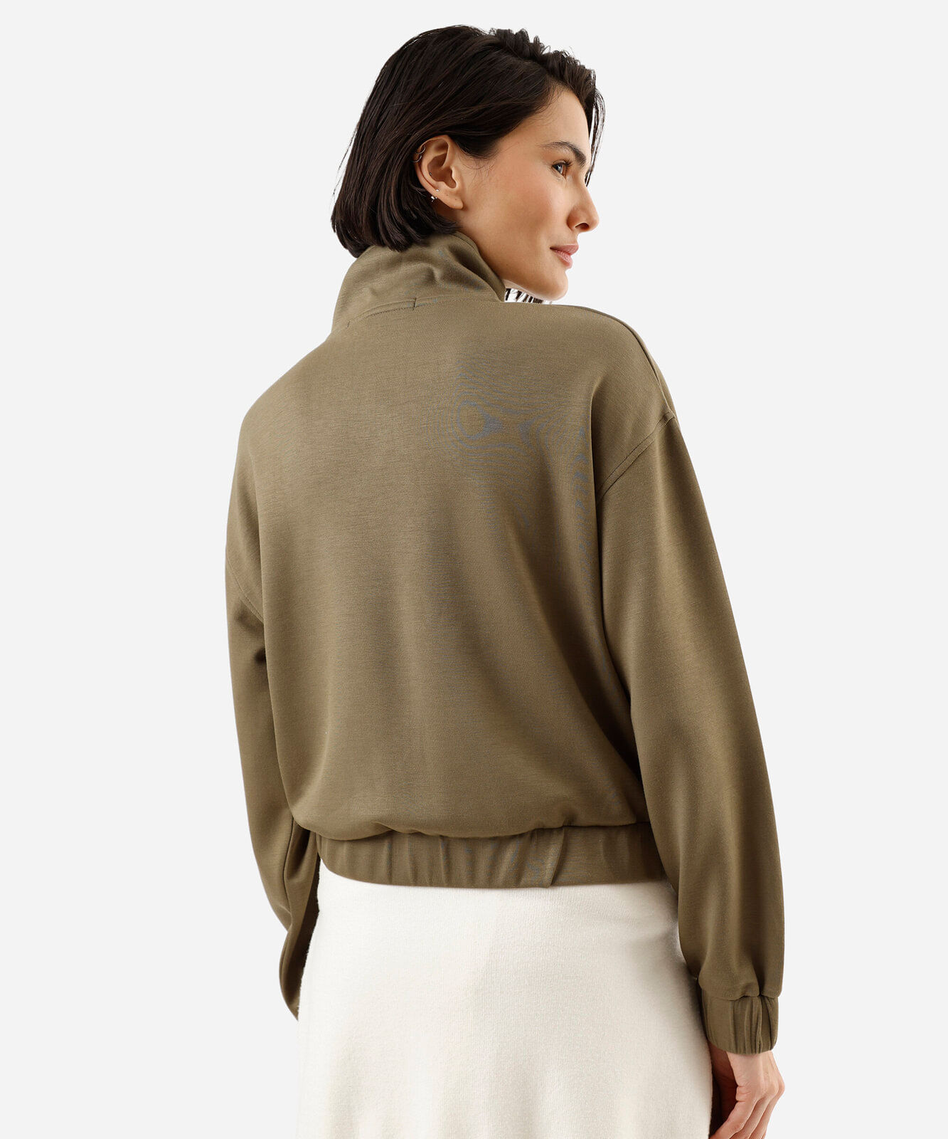 jaqueta feminina com viscose gola alta verde