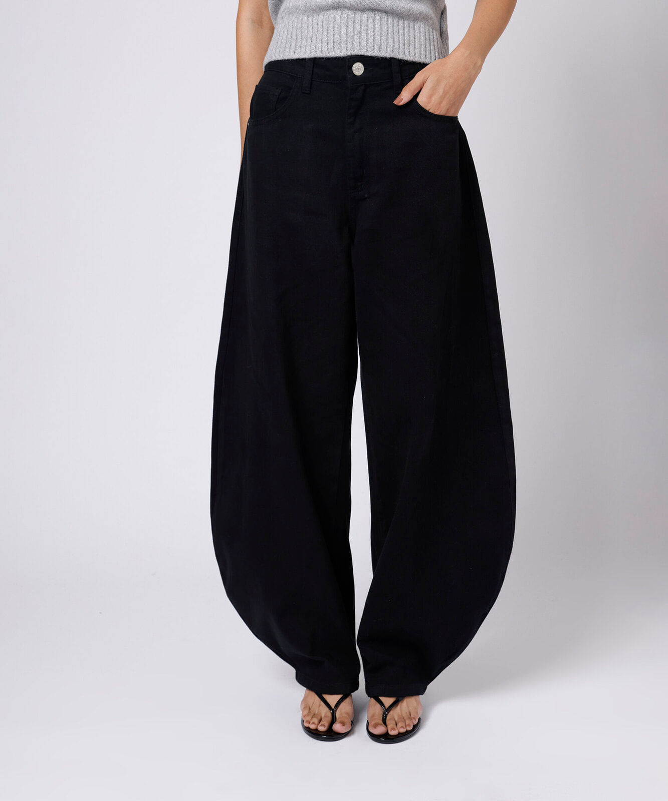 calça balloon feminina de sarja mindset preta