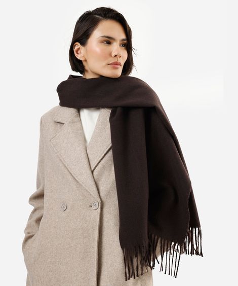 cachecol masculino com viscose e franjas marrom