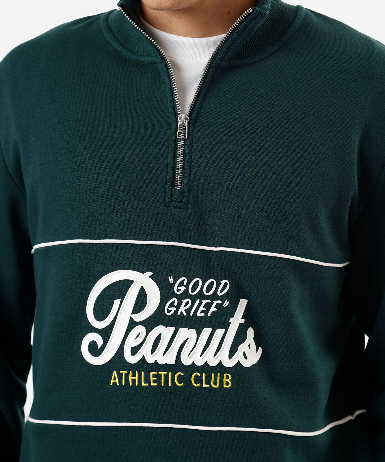 blusão masculino de moletom gola alta peanuts verde