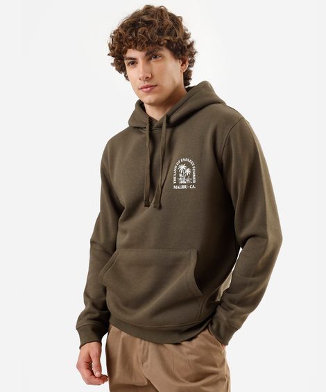 blusão masculino de moletom com capuz estampado verde