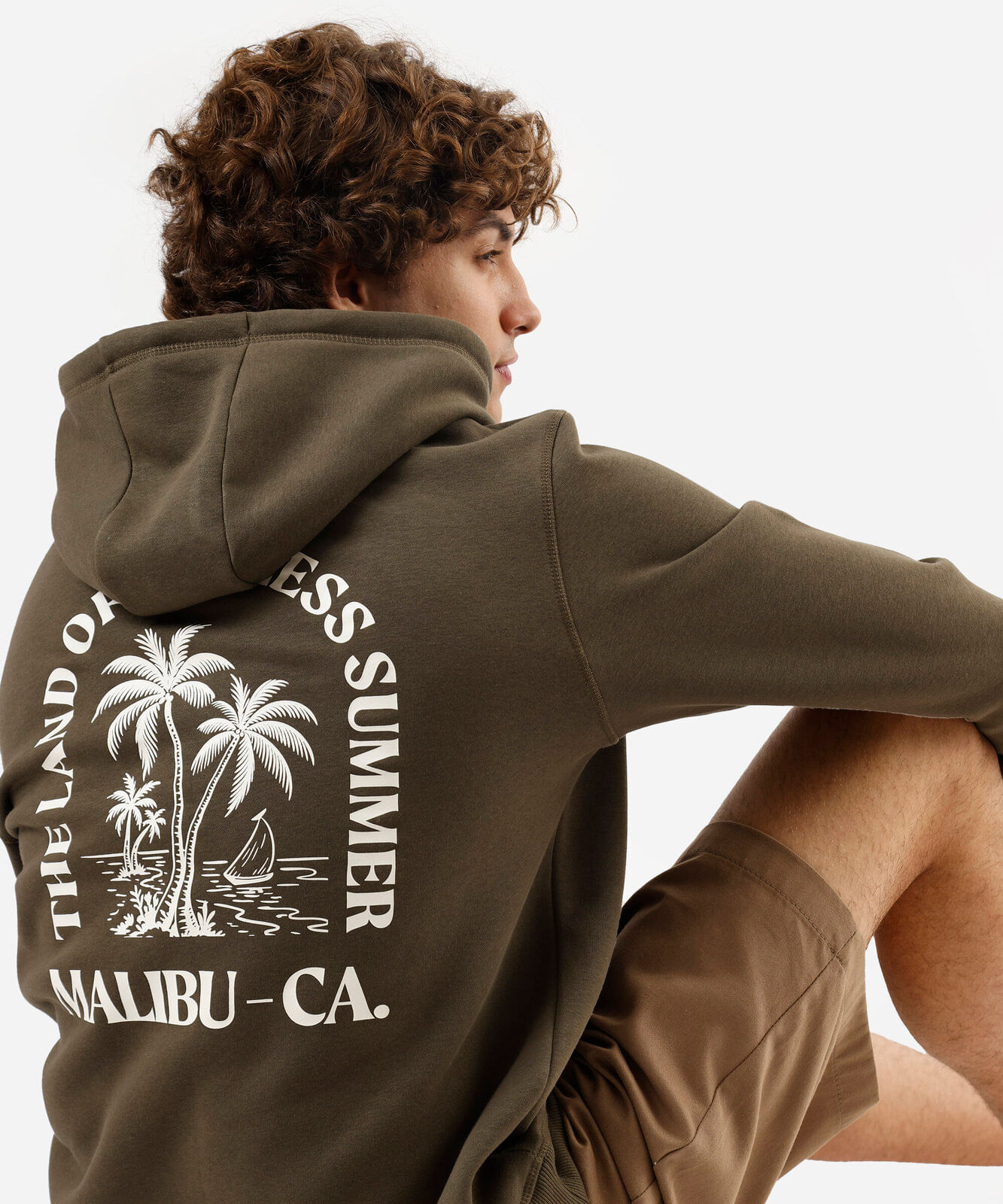 blusão masculino de moletom com capuz estampado verde