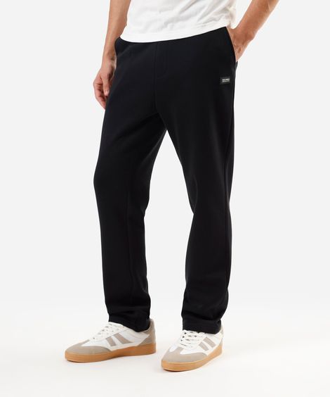 calça reta masculina de moletom cós elástico preta