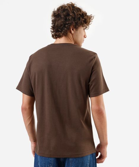 camiseta masculina com algodão manga curta estampada marrom