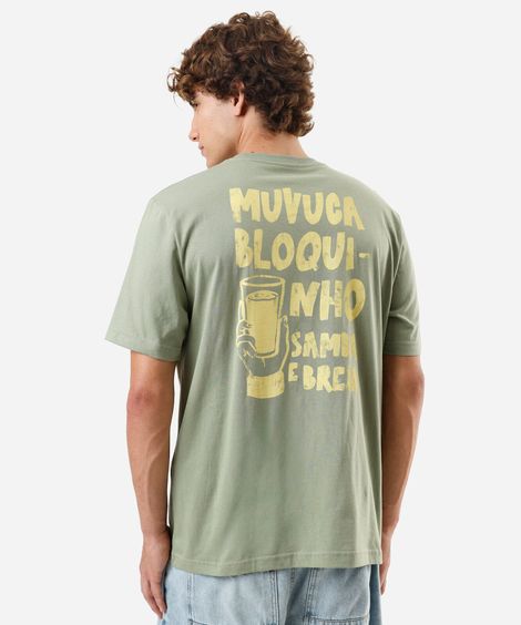 camiseta masculina de algodão manga curta estampada verde