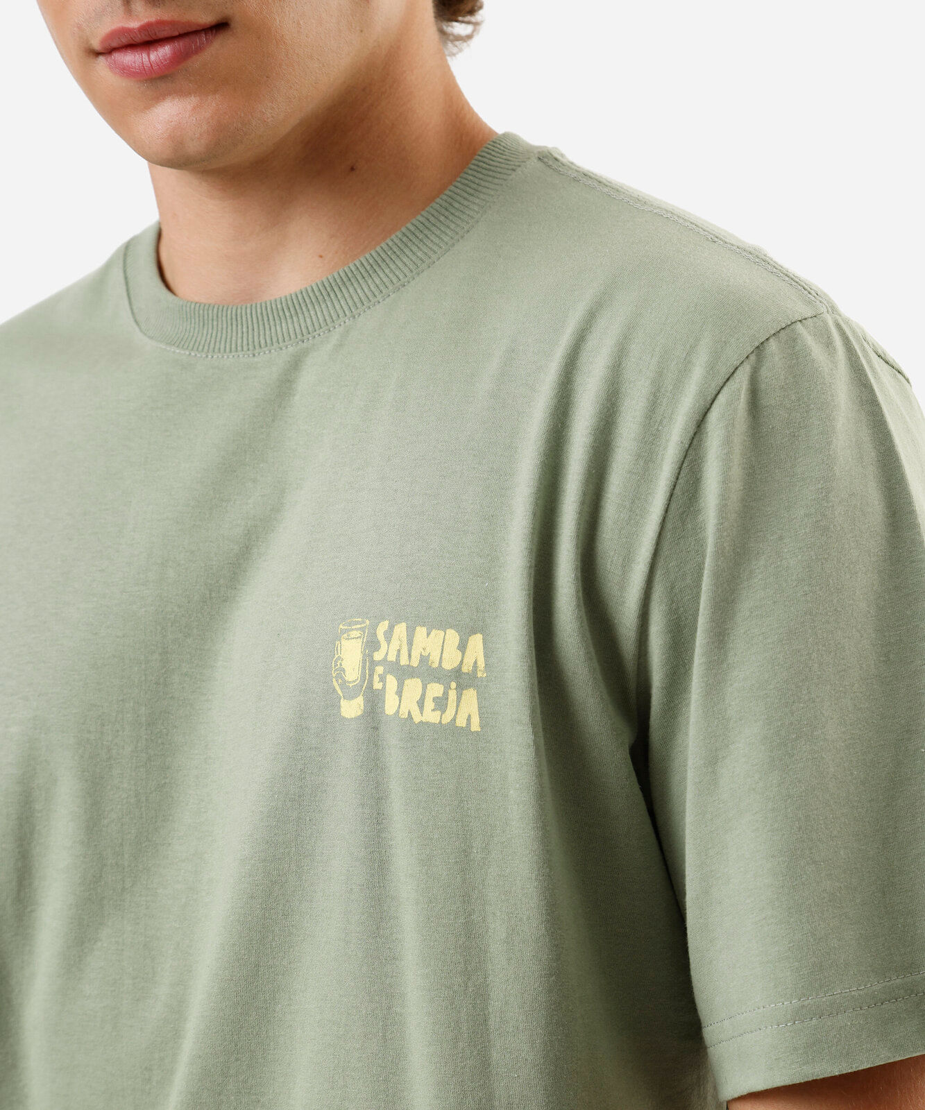 camiseta masculina de algodão manga curta estampada verde