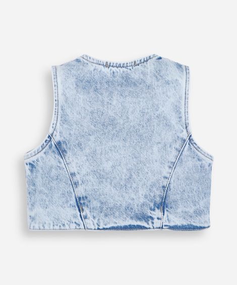 colete jeans infantil com botões azul