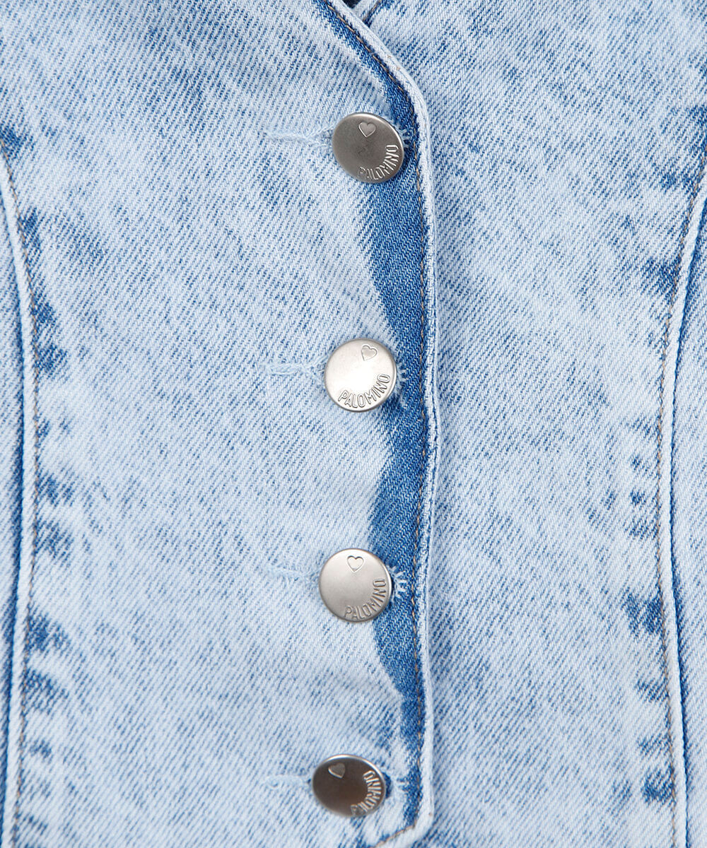 colete jeans infantil com botões azul