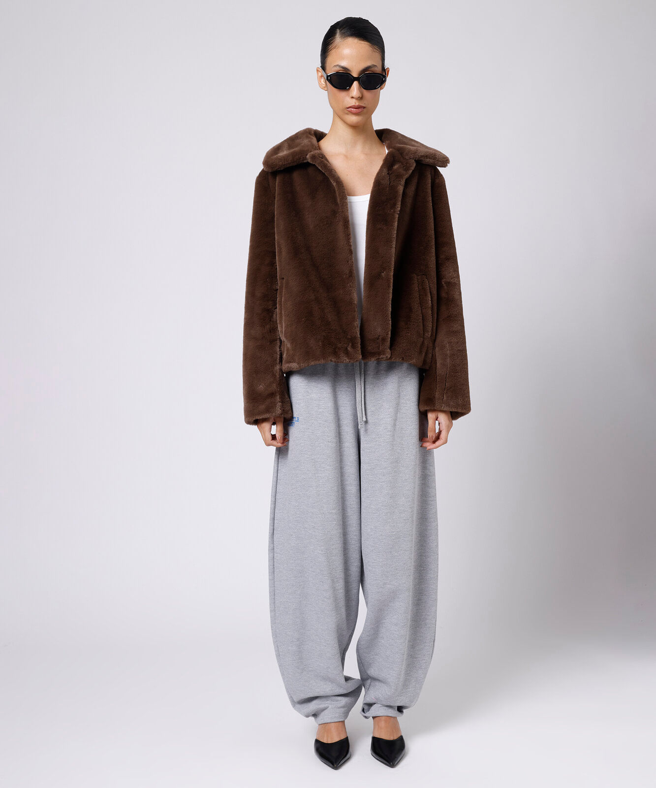 casaco de pelúcia oversized mindset marrom