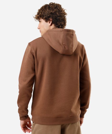 blusão masculino de moletom com capuz estampado marrom