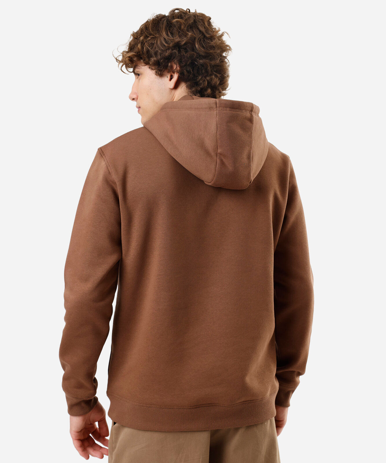 blusão masculino de moletom com capuz estampado marrom