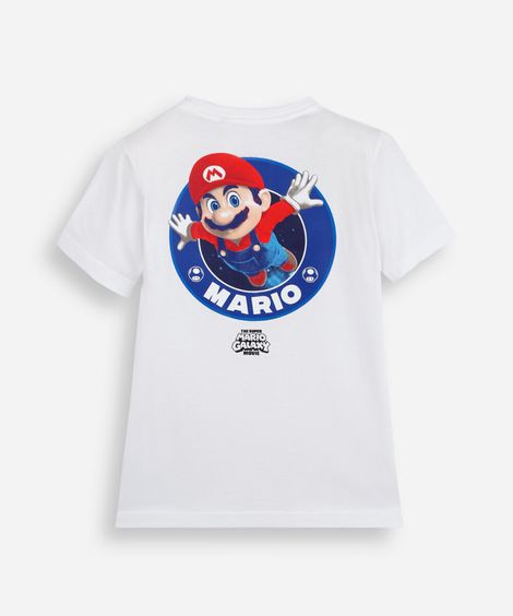 camiseta infantil de algodão manga curta mario bros off white