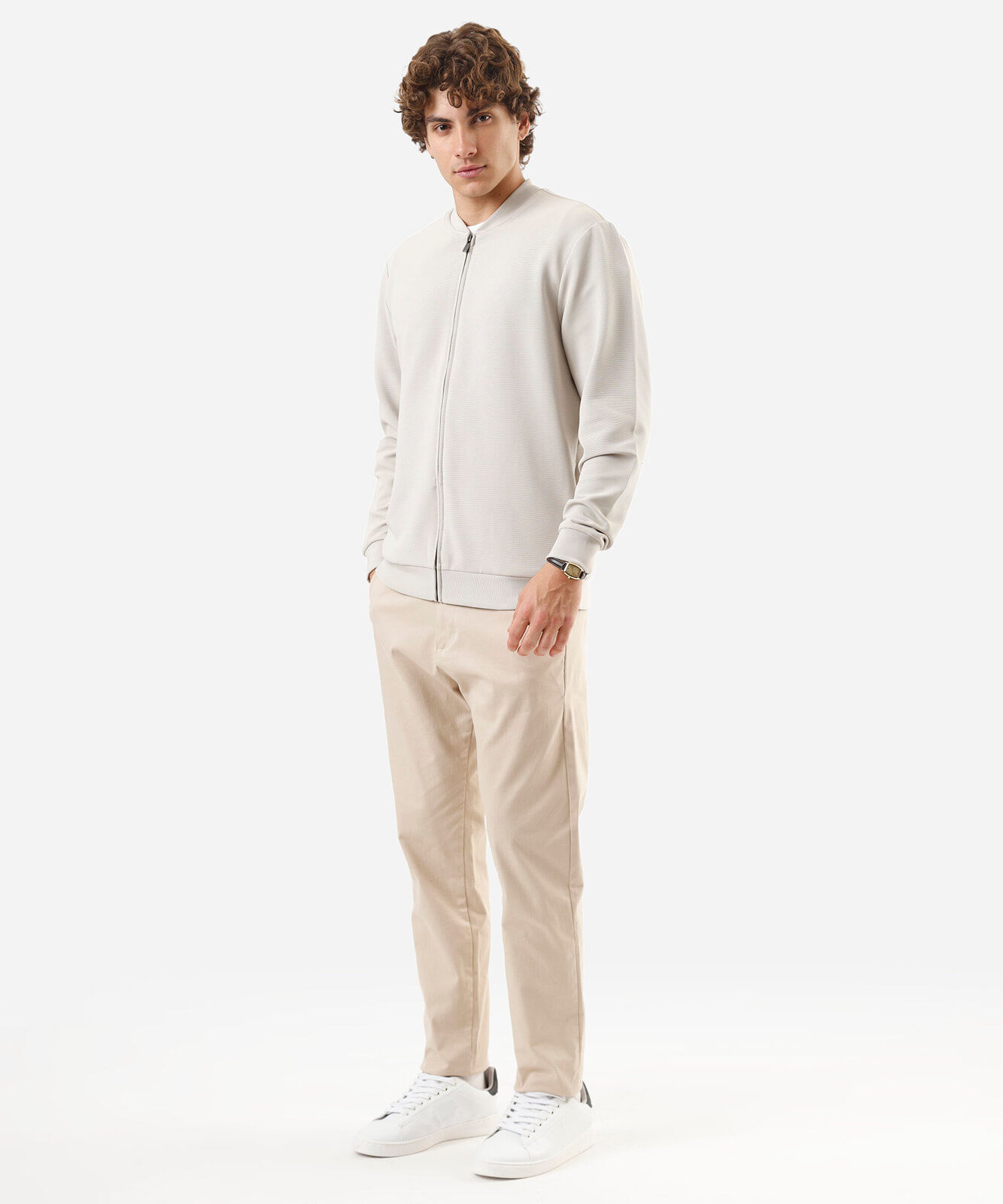 jaqueta slim fit masculina texturizada bege