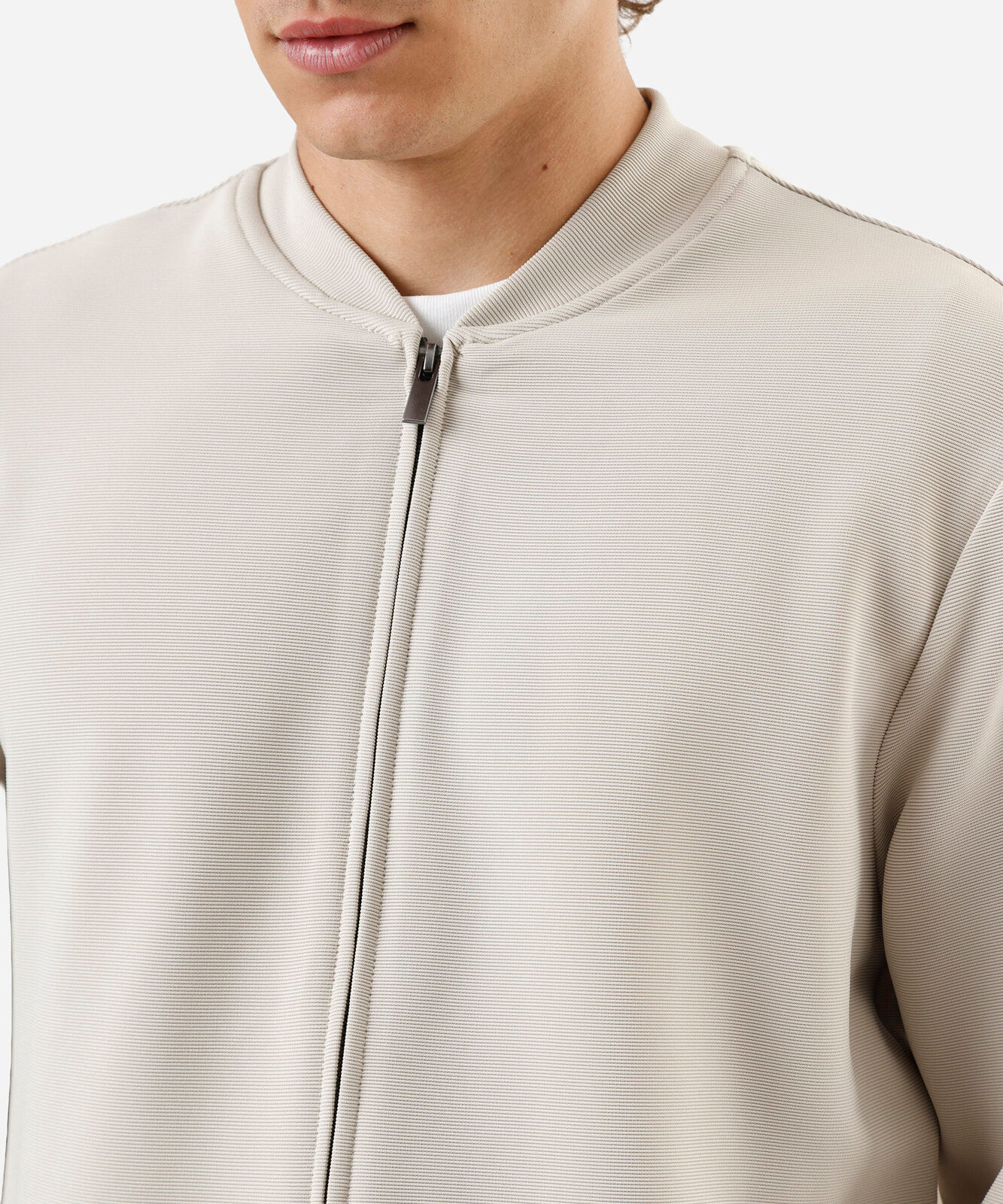 jaqueta slim fit masculina texturizada bege