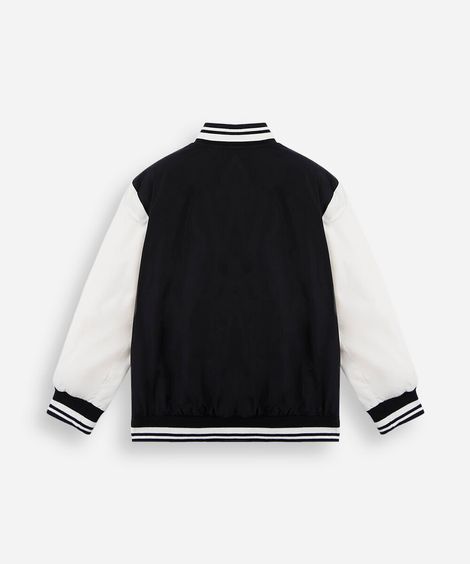 jaqueta bomber infantil estampada preta