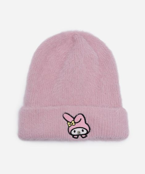 gorro infantil de tricot texturizado my melody hello kitty rosa