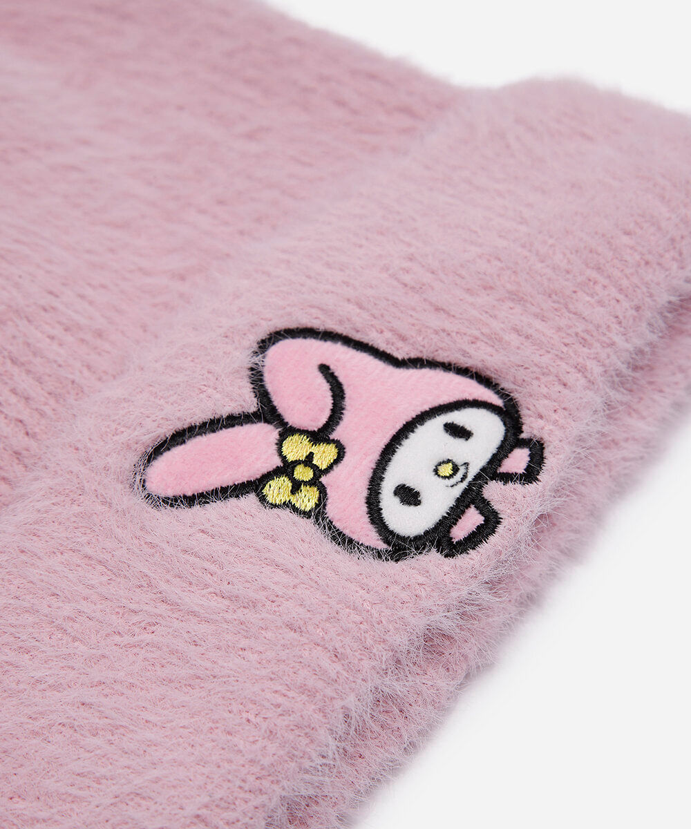 gorro infantil de tricot texturizado my melody hello kitty rosa