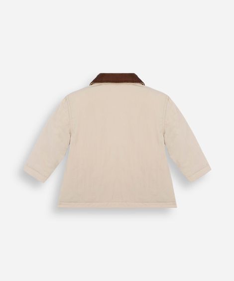 jaqueta infantil com gola cotelê bege