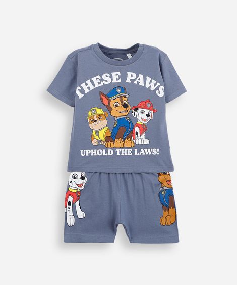 pijama curto infantil de algodão patrulha canina azul