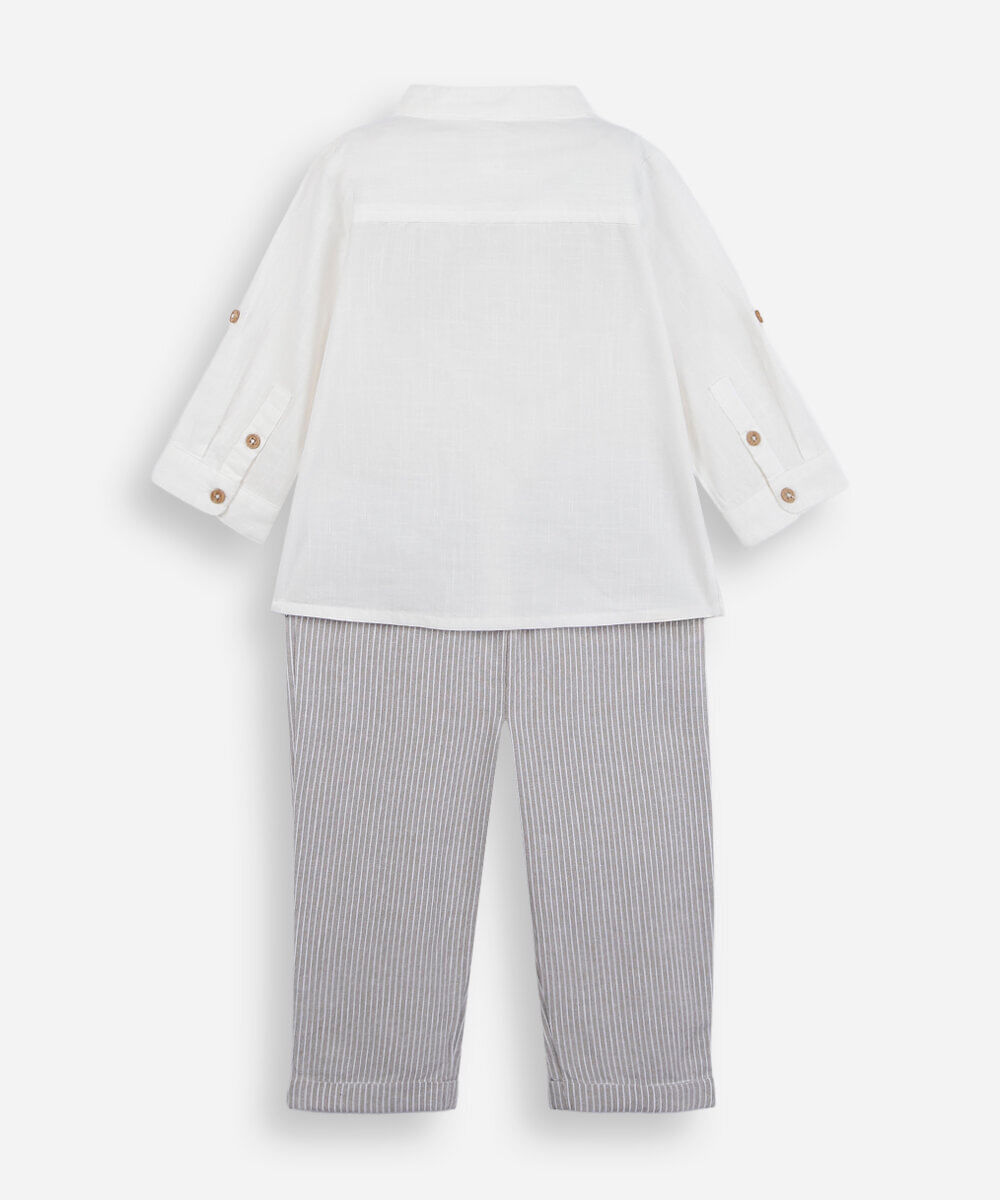 conjunto longo infantil de algodão off white