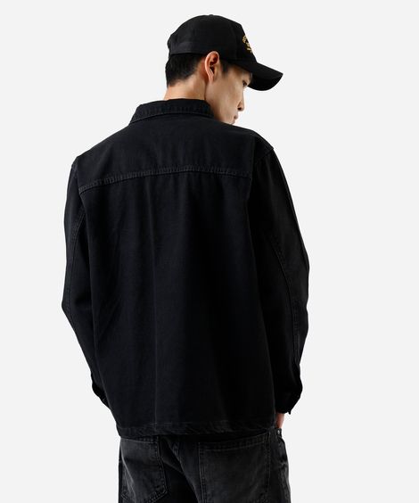 camisa oversized masculina jeans manga longa preta